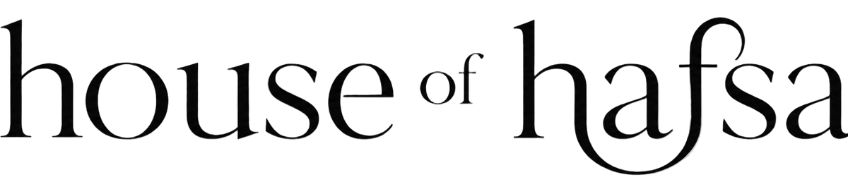 Black serif text reading 'house of hafsa' on a plain white background.